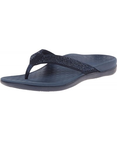 Women's Tide Rhinestones Toe-Post Sandal - Ladies Flip-Flop 9 Navy $34.44 Athletic Shoes