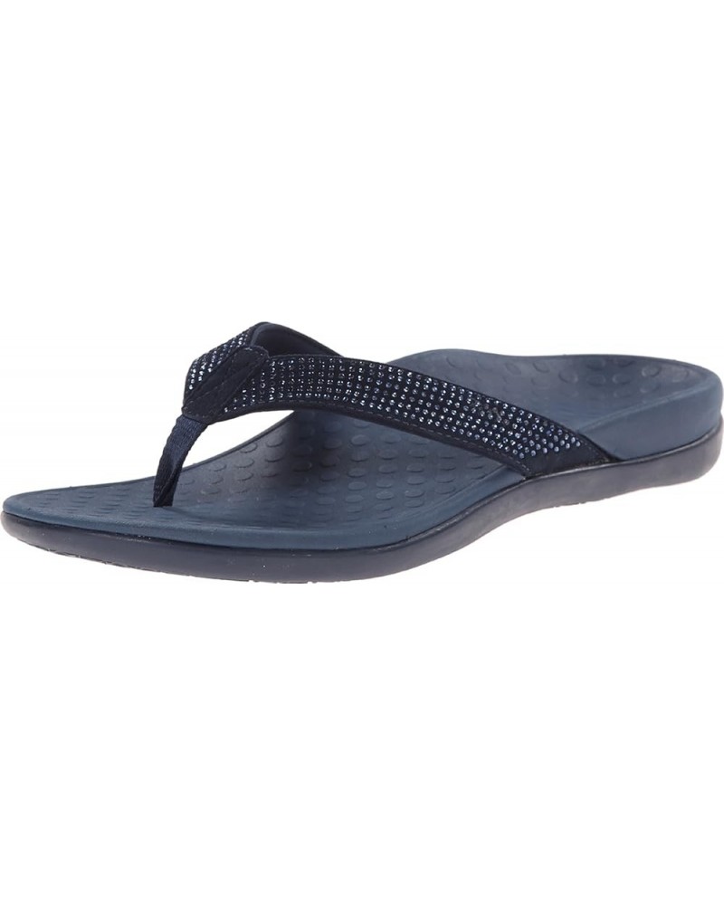 Women's Tide Rhinestones Toe-Post Sandal - Ladies Flip-Flop 9 Navy $34.44 Athletic Shoes