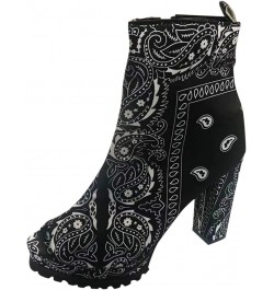 Ankle Boots for Women Booties Ankle Cowgirl Western Boots Embroidered Square Toe Short Chunky Classic Black $17.50 Boots