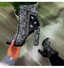 Ankle Boots for Women Booties Ankle Cowgirl Western Boots Embroidered Square Toe Short Chunky Classic Black $17.50 Boots