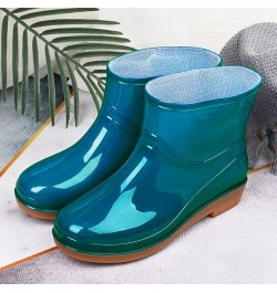 Mens Snow Shoes Waterproof Low Heeled Buckle Middle Boots Shoe Rain Toe Women Round Women's Boots Rain Boot for Men Blue $21....