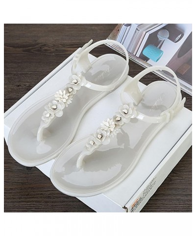 Summer Sandals for Women 2023 Flat Strappy Boho Casual Comfortable Clear Sandals Beach Travel Gladiator Jelly Shoes White $13...