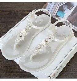 Summer Sandals for Women 2023 Flat Strappy Boho Casual Comfortable Clear Sandals Beach Travel Gladiator Jelly Shoes White $13...