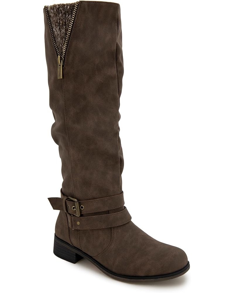 Women's Mayne-b Mid Calf Boot Brown Pu $20.38 Boots