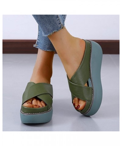 Womens Platform Wedge Mules Slides Slip on Slide Slippers Sandals Summer High Heel Open Toe Beach Fish Mouth Sandals with Arc...