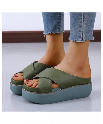 Womens Platform Wedge Mules Slides Slip on Slide Slippers Sandals Summer High Heel Open Toe Beach Fish Mouth Sandals with Arc...