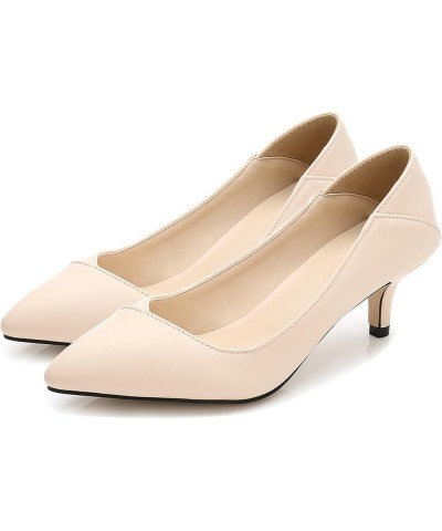 Women's Pointed Toe Heels Classic Pure Color Kitten Stiletto Heel Pumps Shoes Apricot $16.67 Pumps