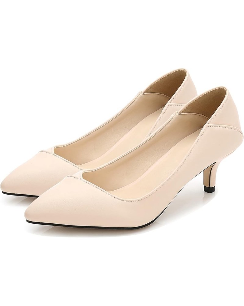 Women's Pointed Toe Heels Classic Pure Color Kitten Stiletto Heel Pumps Shoes Apricot $16.67 Pumps