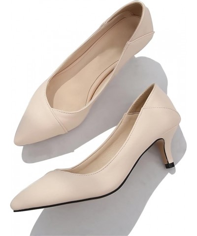 Women's Pointed Toe Heels Classic Pure Color Kitten Stiletto Heel Pumps Shoes Apricot $16.67 Pumps