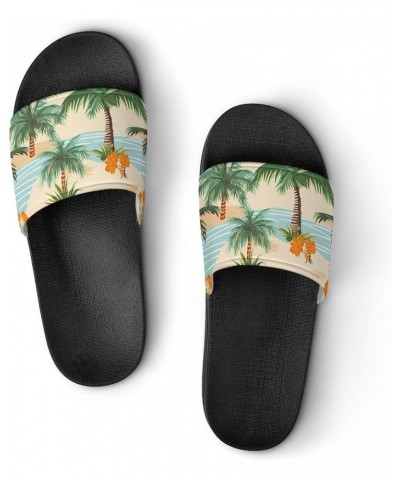 Palm Trees Flowers Creek Women's House Sandals Non Slide Bathroom Beach Slippers for Men 45 (275mm) $15.96 Sandals