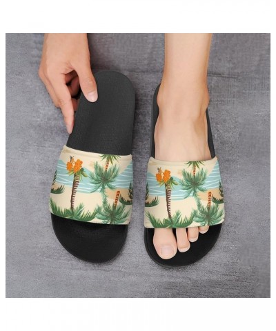 Palm Trees Flowers Creek Women's House Sandals Non Slide Bathroom Beach Slippers for Men 45 (275mm) $15.96 Sandals