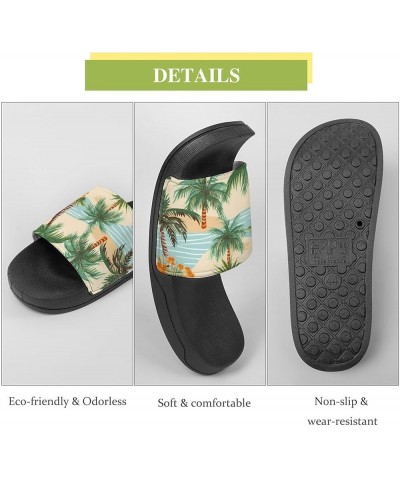 Palm Trees Flowers Creek Women's House Sandals Non Slide Bathroom Beach Slippers for Men 45 (275mm) $15.96 Sandals