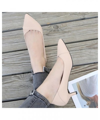 Women's Pointed Toe Heels Classic Pure Color Kitten Stiletto Heel Pumps Shoes Apricot $16.67 Pumps