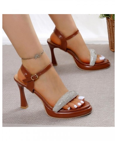 High Heel Sandals For Women 2024 Water Diamond Fashion Sandal Shoes Streetwear Journey Daily Shoe Summer Sandals Q-817 Brown ...