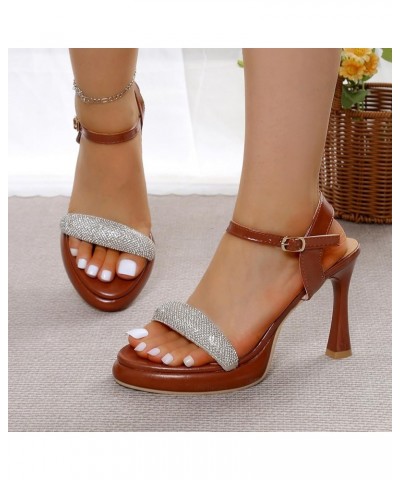 High Heel Sandals For Women 2024 Water Diamond Fashion Sandal Shoes Streetwear Journey Daily Shoe Summer Sandals Q-817 Brown ...