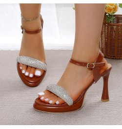 High Heel Sandals For Women 2024 Water Diamond Fashion Sandal Shoes Streetwear Journey Daily Shoe Summer Sandals Q-817 Brown ...