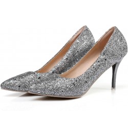 Women's Pointed Toe Pumps Fashion Comfort Slip on High Heels Wedding Party Dress Stilettos Shoes 38 Silver $32.63 Pumps