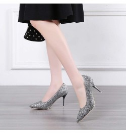 Women's Pointed Toe Pumps Fashion Comfort Slip on High Heels Wedding Party Dress Stilettos Shoes 38 Silver $32.63 Pumps