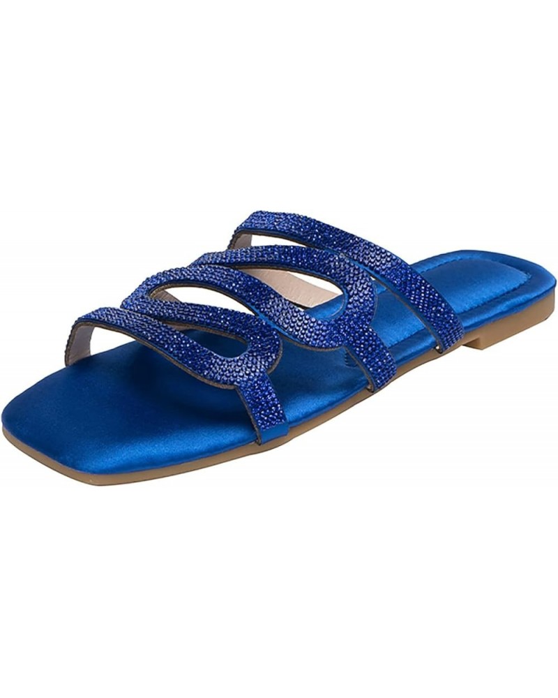 Sandals Summer Sandals For Womens Sandal Women Sandals Heels Gold Flats For Women Wide Width Sandals Women Blue-k $12.98 Outd...