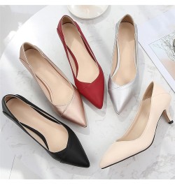 Women's Pointed Toe Heels Classic Pure Color Kitten Stiletto Heel Pumps Shoes Apricot $16.67 Pumps