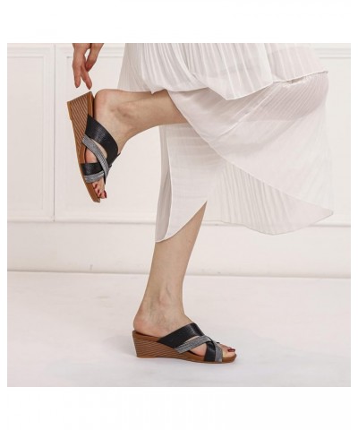 Heeled Sandals for Women wide width wedding sandals for bride wide width black wedge heels women Z 11-black $14.11 Sandals