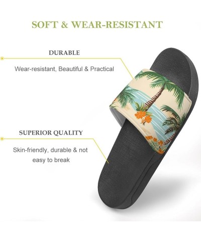 Palm Trees Flowers Creek Women's House Sandals Non Slide Bathroom Beach Slippers for Men 45 (275mm) $15.96 Sandals