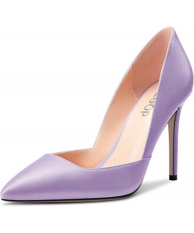 Women Stiletto High Heel Pointed Toe Pumps Slip-on Office Cute 3.9 Inches Heels Purple $39.59 Pumps