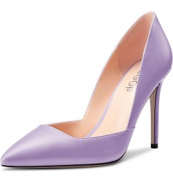 Women Stiletto High Heel Pointed Toe Pumps Slip-on Office Cute 3.9 Inches Heels Purple $39.59 Pumps