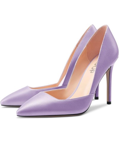 Women Stiletto High Heel Pointed Toe Pumps Slip-on Office Cute 3.9 Inches Heels Purple $39.59 Pumps