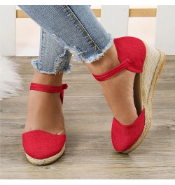 Espadrille Wedge Sandals for Women, Women's Closed Toe Wedge Platform Sandal Comfort Slip on Cute Braided Walking Beach Vacat...