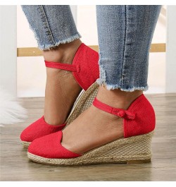 Espadrille Wedge Sandals for Women, Women's Closed Toe Wedge Platform Sandal Comfort Slip on Cute Braided Walking Beach Vacat...