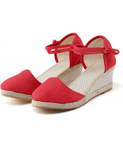 Espadrille Wedge Sandals for Women, Women's Closed Toe Wedge Platform Sandal Comfort Slip on Cute Braided Walking Beach Vacat...