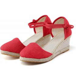 Espadrille Wedge Sandals for Women, Women's Closed Toe Wedge Platform Sandal Comfort Slip on Cute Braided Walking Beach Vacat...