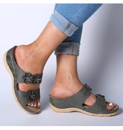 Orthopedic Sandals for Women Dressy Summer Comfortable Walking Sandals with Arch Support Fashion Orthotic Slides Z01-gray $10...