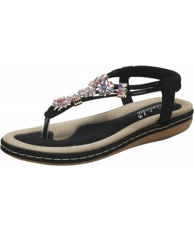 Womens Fashion Bohemia-Style Crystal Wedge Slip On Beach Slippers sandals for women dressy summer Z 11-black $14.30 Athletic ...