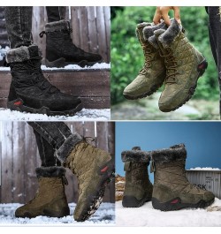 2021 Winter Waterproof High Top Cotton Shoes, Warm Casual Snow Boots Long Hiking Boots, Waterproof Fur Lined Outdoor Hiking W...