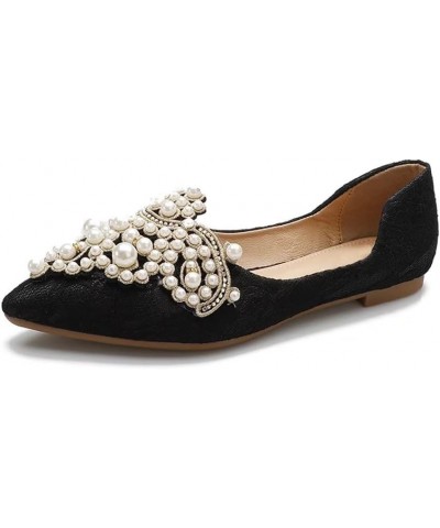 Pearl Mules for Women Flats Pointed Toe Backless Ballet Flat Slip On Slides Walking Shoes 1-black $15.80 Mules & Clogs