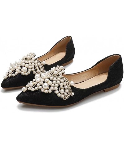 Pearl Mules for Women Flats Pointed Toe Backless Ballet Flat Slip On Slides Walking Shoes 1-black $15.80 Mules & Clogs