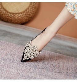 Pearl Mules for Women Flats Pointed Toe Backless Ballet Flat Slip On Slides Walking Shoes 1-black $15.80 Mules & Clogs