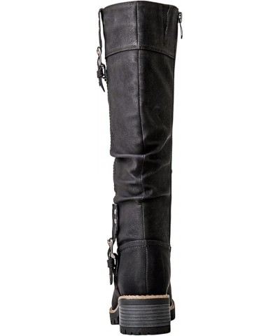 Women's Chunky Low Heels Boots Knee High Boots For Women 19yy15 Black $34.65 Boots