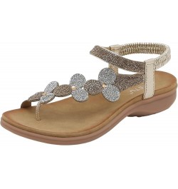 Womens Rhinestone Spring Flat Sandals 2024 Comfy Beach Boho Cutes Summer Falt Trendy Plus Size Western Work Office Gold $23.9...