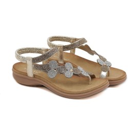 Womens Rhinestone Spring Flat Sandals 2024 Comfy Beach Boho Cutes Summer Falt Trendy Plus Size Western Work Office Gold $23.9...