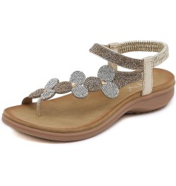 Womens Rhinestone Spring Flat Sandals 2024 Comfy Beach Boho Cutes Summer Falt Trendy Plus Size Western Work Office Gold $23.9...