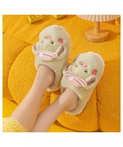 Women's Soft Sole Shoes Couples Cotton Slippers Autumn Winter Home Warm Shoes Plus Velvet Thick Bottom Cartoon Shoes Green $1...