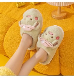 Women's Soft Sole Shoes Couples Cotton Slippers Autumn Winter Home Warm Shoes Plus Velvet Thick Bottom Cartoon Shoes Green $1...