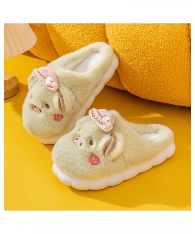 Women's Soft Sole Shoes Couples Cotton Slippers Autumn Winter Home Warm Shoes Plus Velvet Thick Bottom Cartoon Shoes Green $1...