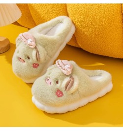 Women's Soft Sole Shoes Couples Cotton Slippers Autumn Winter Home Warm Shoes Plus Velvet Thick Bottom Cartoon Shoes Green $1...