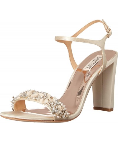 Women's Teenie Heeled Sandal Ivory Satin $57.64 Sandals