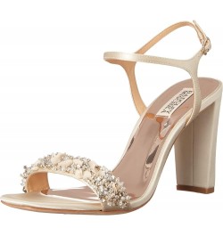 Women's Teenie Heeled Sandal Ivory Satin $57.64 Sandals