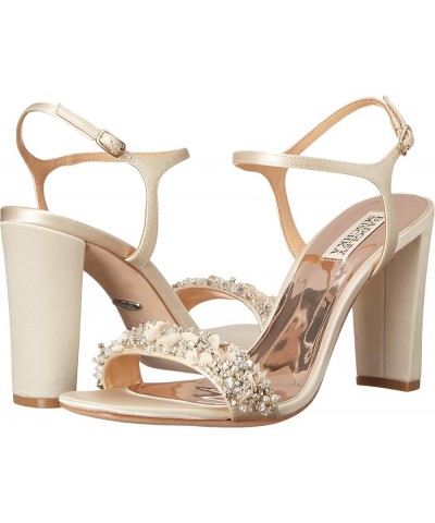 Women's Teenie Heeled Sandal Ivory Satin $57.64 Sandals